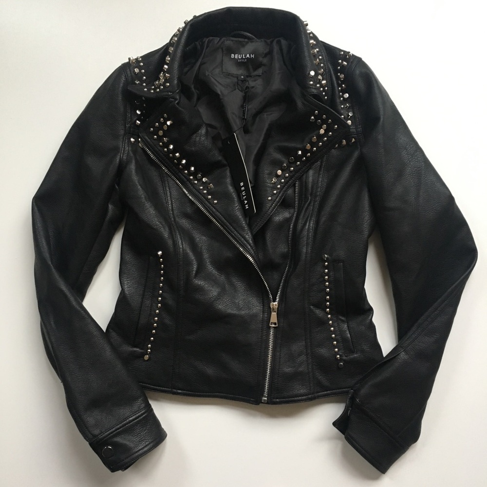 NWT fancy studded leather jacket